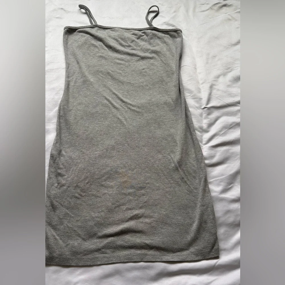 Topshop Gray Spaghetti Strap Dress fitted Mini Summer stretchy Slim Fit Size 8 - Picture 4 of 8